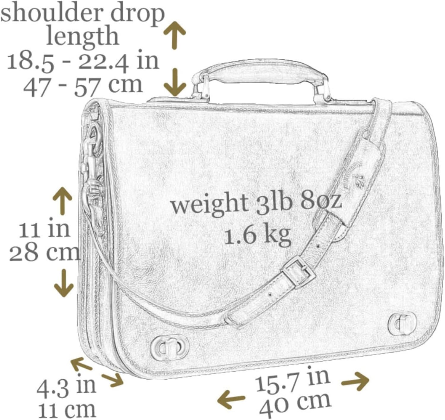 Thumbnail 6 de Time Resistance Hand Crafted Leather Messenger Bag – 15 Inch Laptop Briefcase