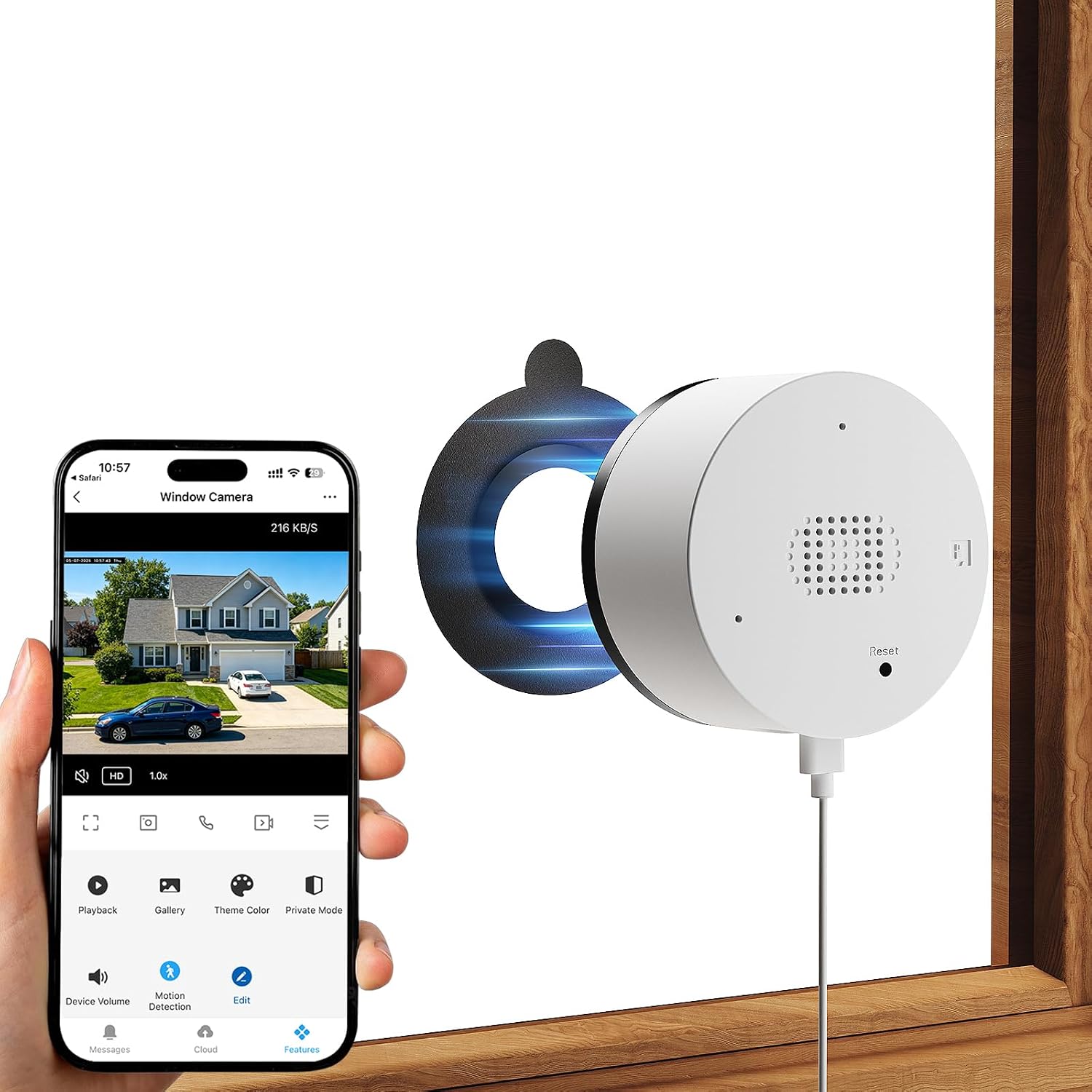 Detalle de Akinguar 2K 3MP Window Camera for Flats & Home Security