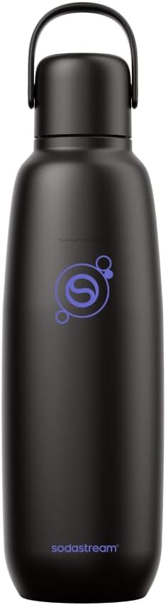 SodaStream Fizz & Go Edelstahl (0,9 l) doppelwandige isolierte Sprudelflasche – Black