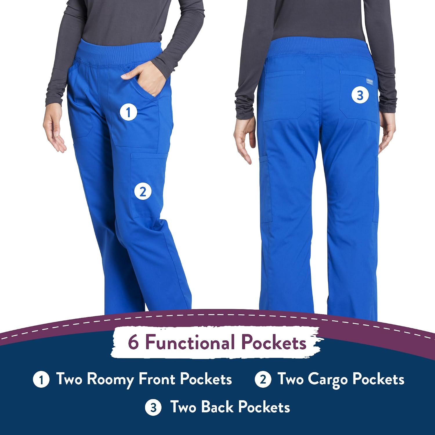 Thumbnail 5 de Cherokee WW170T Women's Scrub Pants, 2-Way Stretch and Six Pockets