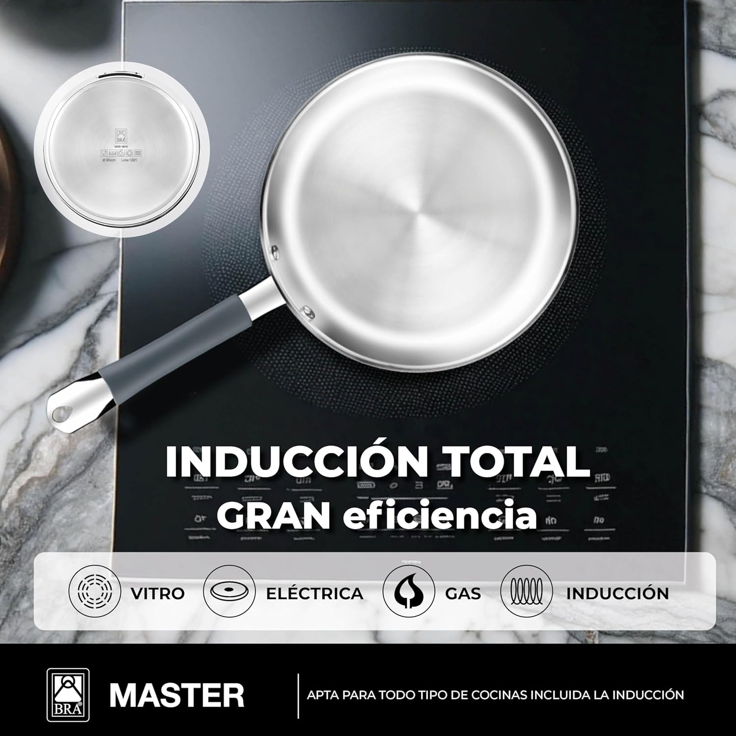 Thumbnail 2 de BRA Master Set de Sartenes Acero Inoxidable, Inducción
