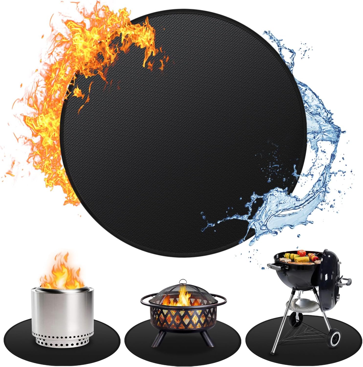 Detalle de Huchiz Fire Pit Chiminea Mat, 36-Inch Round Double-Sided Protector