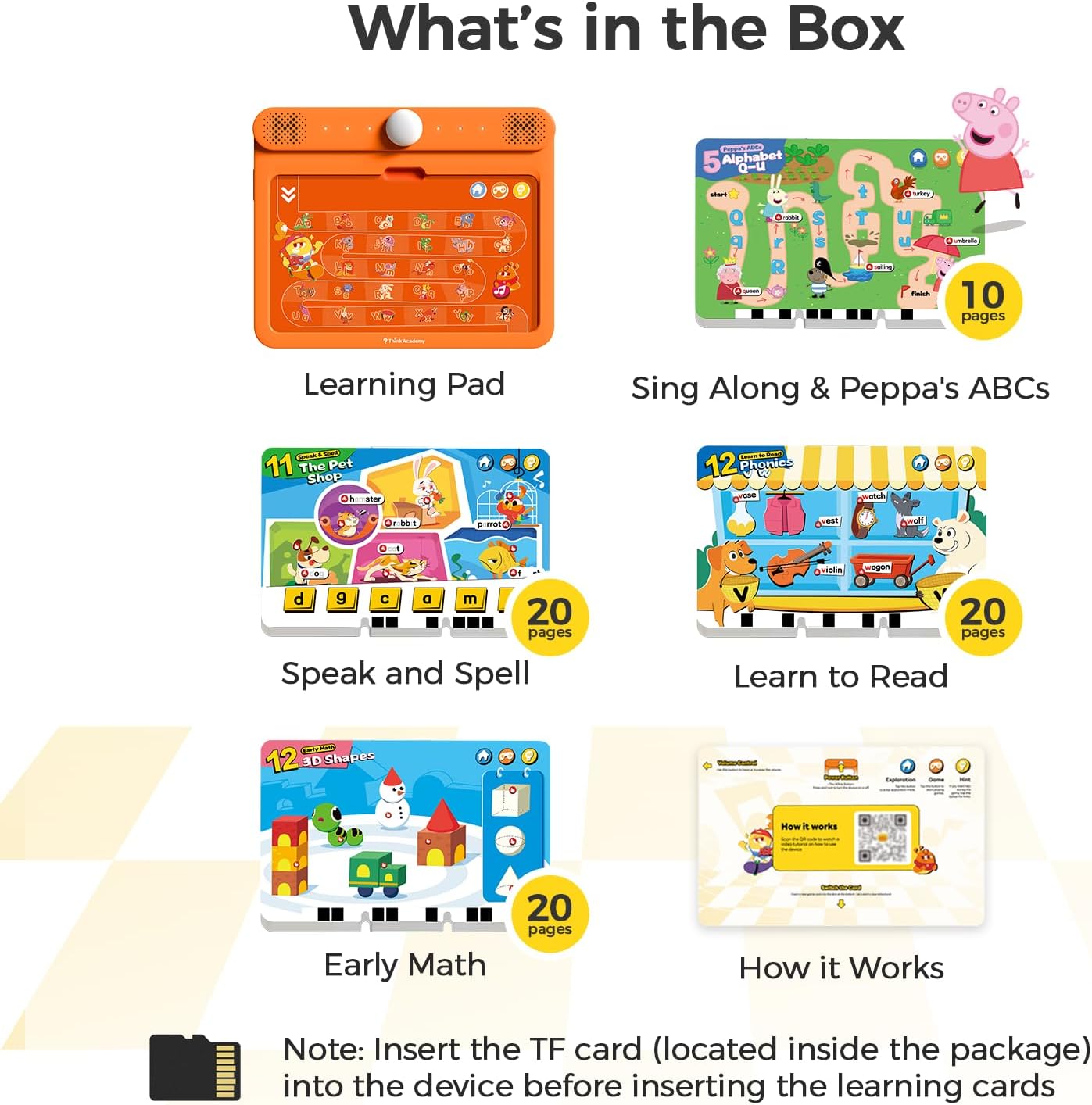 Detalle de Think Academy Learning Pad – Screen-Free Tablet with Flash Cards for Alphabet, Numbers, Early Math, Logic, Nature & Daily Life (Ages 3–5)