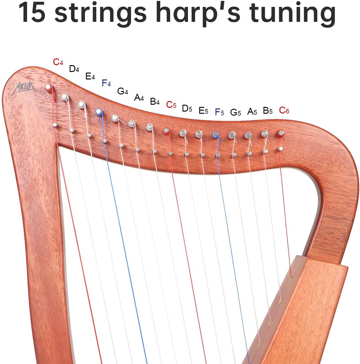 Thumbnail 4 de AKLOT Lyre Harp, 15 Strings