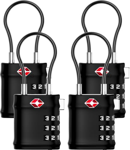 Detalle de LUGGEX Cadenas Valise TSA Approuvé – Cadenas avion à 3 chiffres, lot de 4