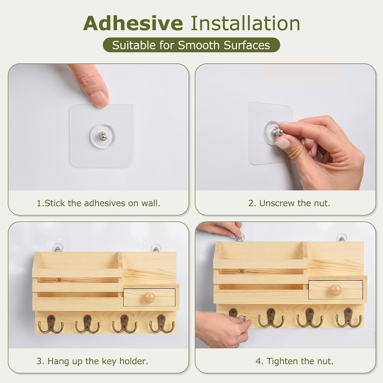 Thumbnail 6 de HOMEBROS RS-CTGGNR-US Wall-Mounted Key and Mail Organizer, 8 Hooks
