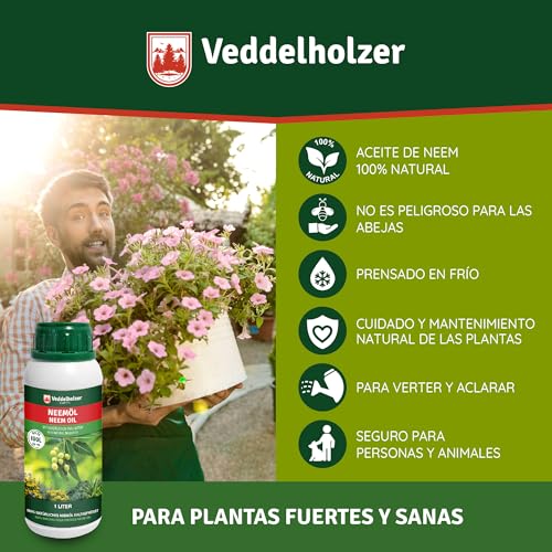 Detalle 2 de Veddelholzer Premium aceite de Neem 100% natural prensado en frío (1000 ml) con pulverizador 500 ml