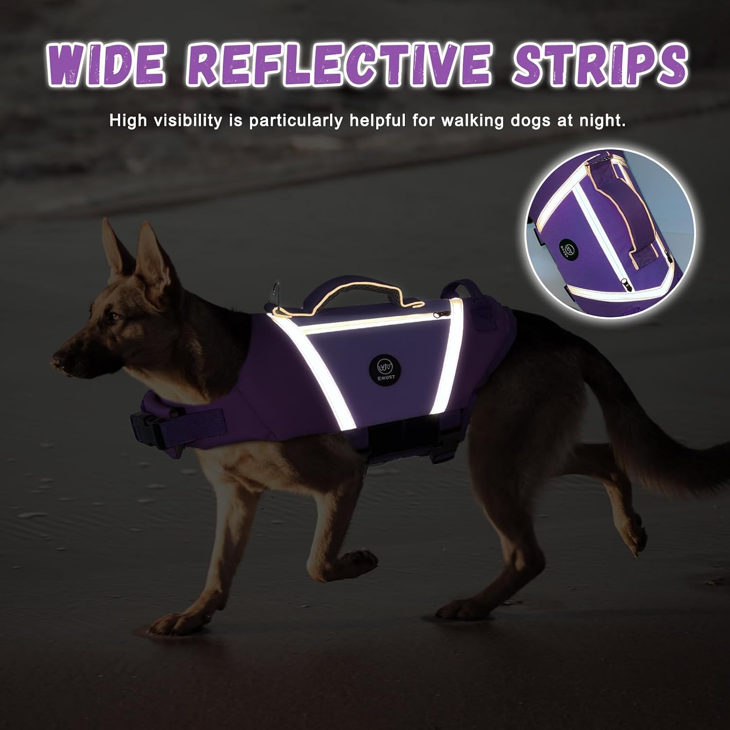 Thumbnail 3 de EMUST Dog Life Vest for Swimming — Adjustable, Reflective, Quick-Release Buoyancy Jacket for Small to Extra-Large Dogs