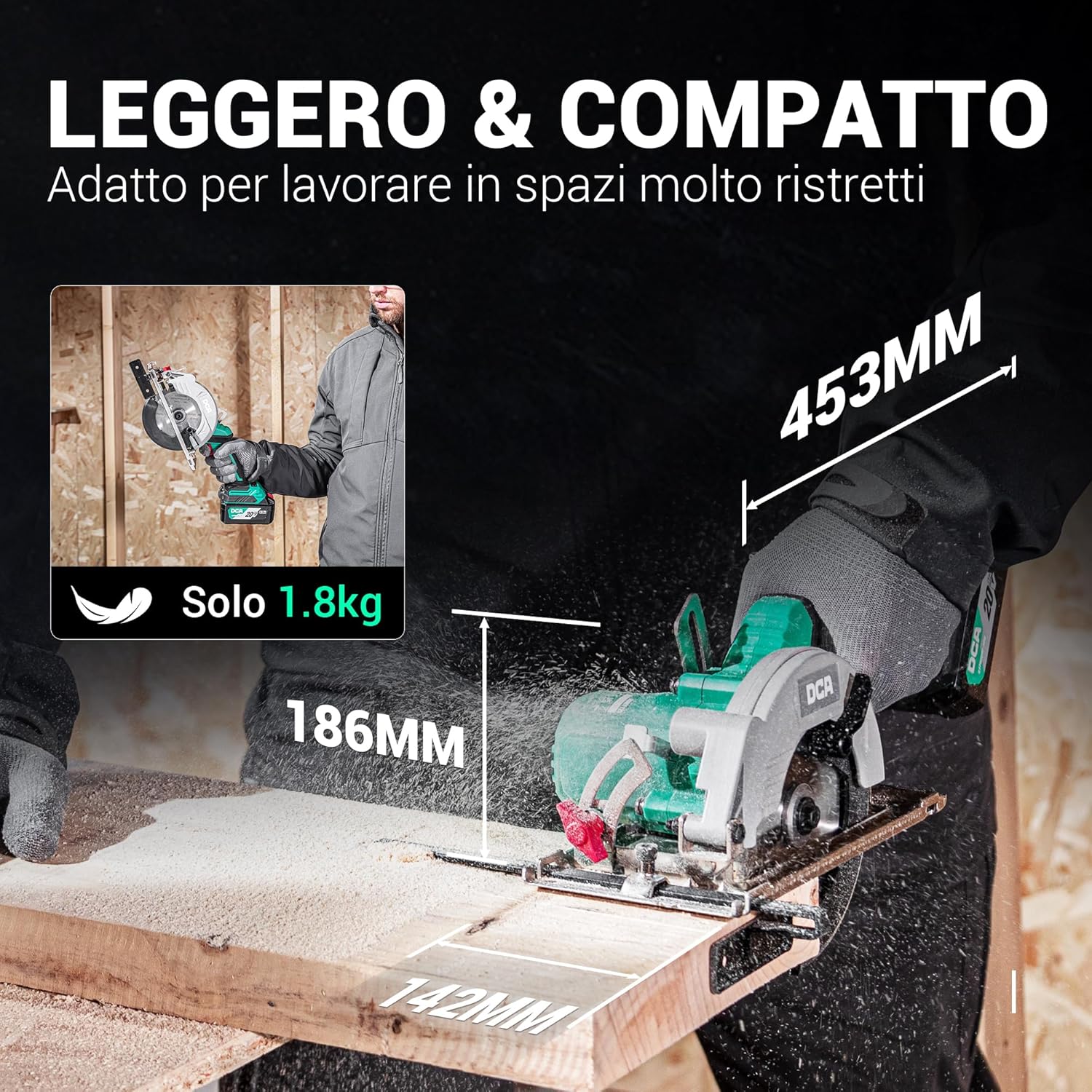 Thumbnail 6 de DCA Sega Circolare Mini Senza Spazzole 20V 4,0Ah: tagli precisi in spazi ristretti