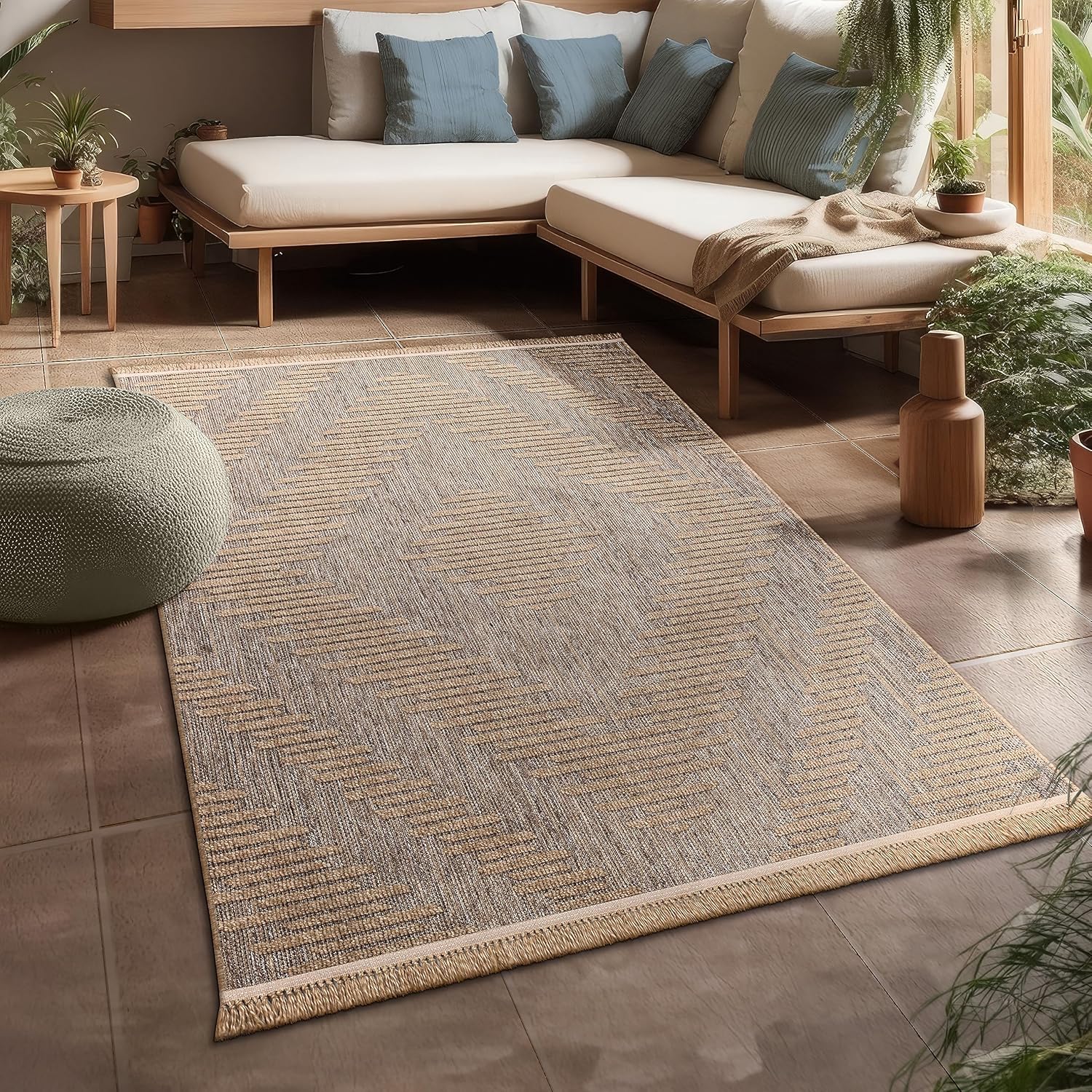 Detalle 2 de Paco Home Alfombra Boho Chic Floral 160x220cm Beige 🌺