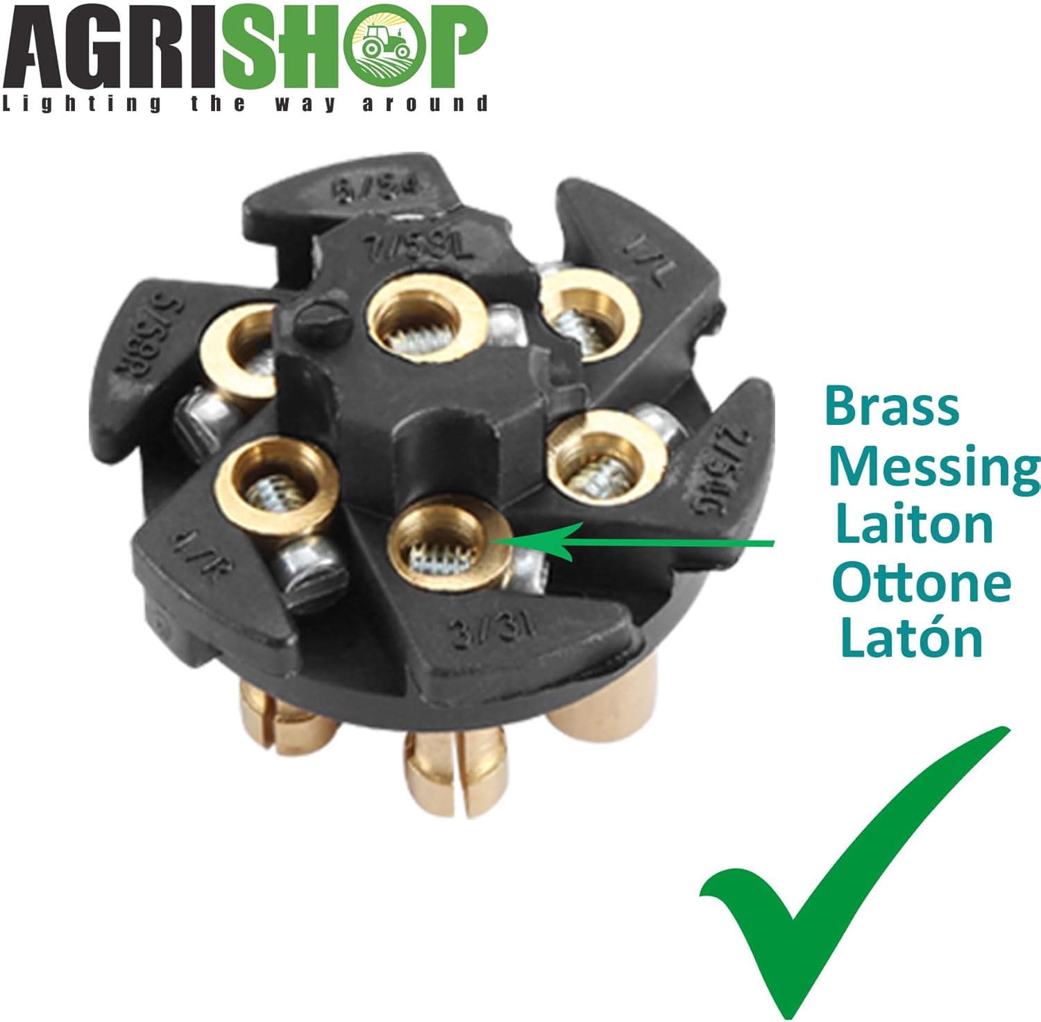 Detalle de AGRISHOP 12V Metal 7-Pin Trailer Plug (Male, Waterproof Aluminium, 7-pin towing)