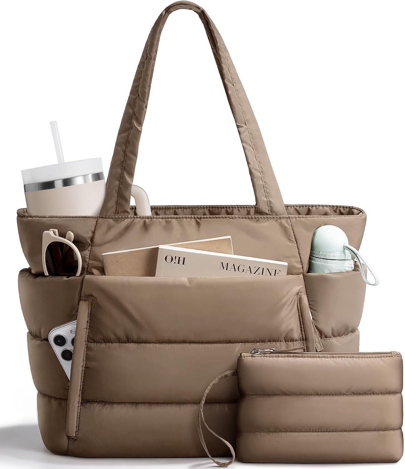 Detalle de Bagstellar Puffer Tote Bag with 15.6-Inch Laptop Sleeve