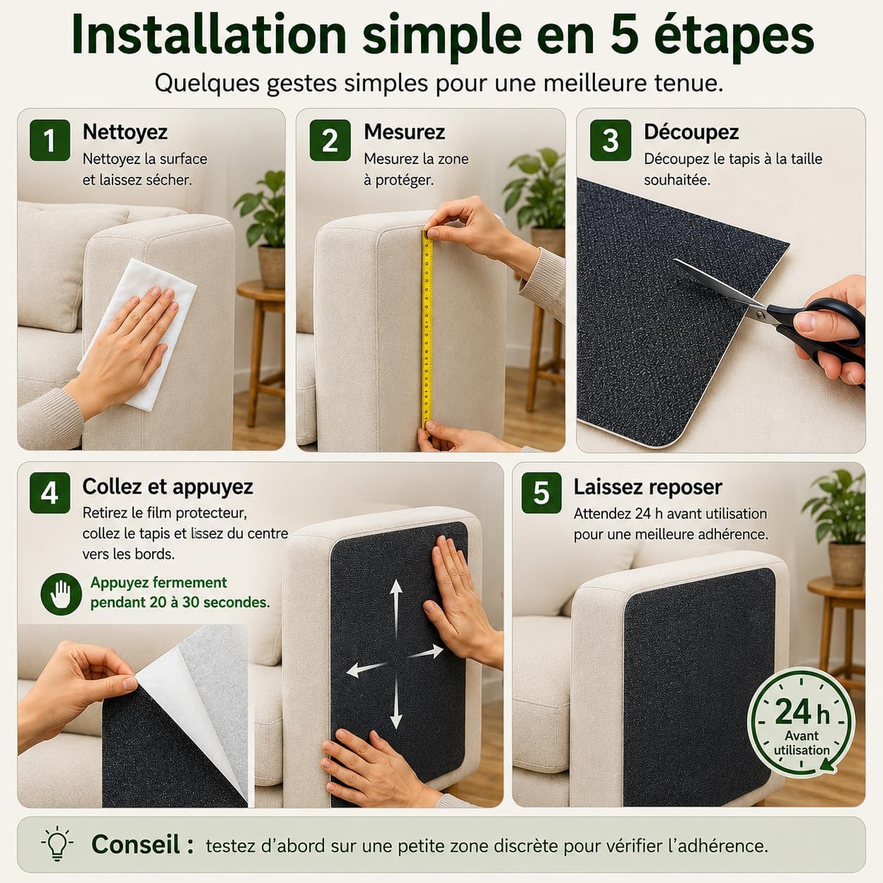 Thumbnail 3 de Protection Canapé Chat Anti Griffes – Tapis griffoir 200 x 40 cm découpable, auto-adhésif et résistant en fibre polyester (Gris)