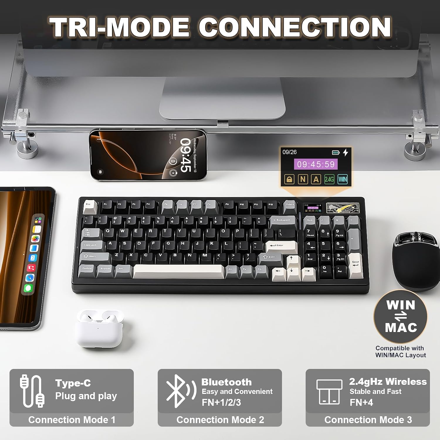 Detalle de YUNZII IF99 Wireless Mechanical Keyboard with LCD Display