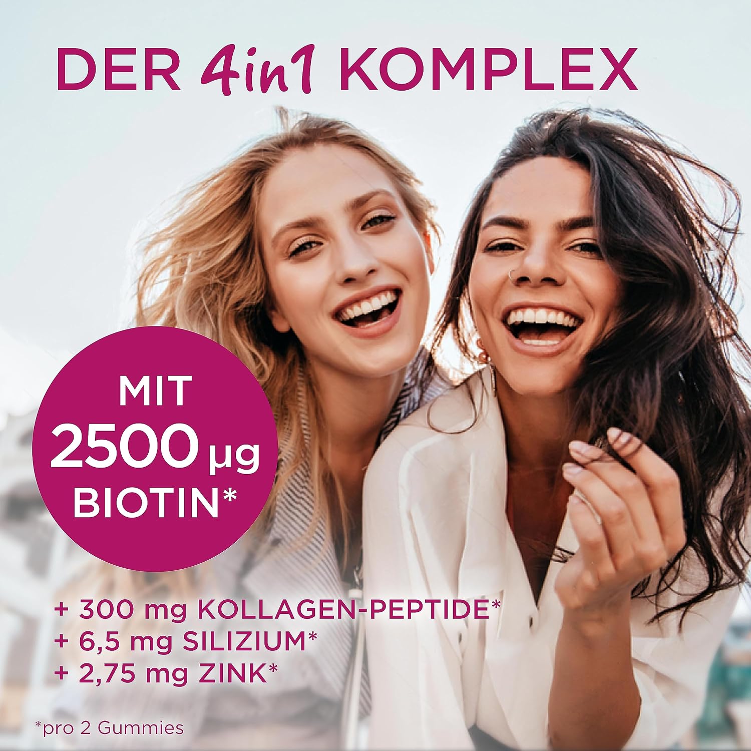 Detalle de Biotin Gummibärchen 2500 µg (Hair Skin Nails Gummies) – laktosefrei, glutenfrei, 60 Stück