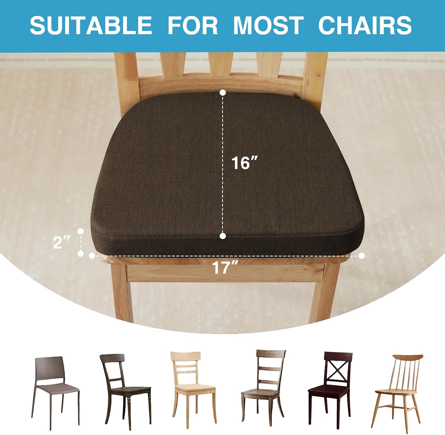 Thumbnail 3 de IASEAHK Chair Cushions 6 Pack 17x16x2 Brown