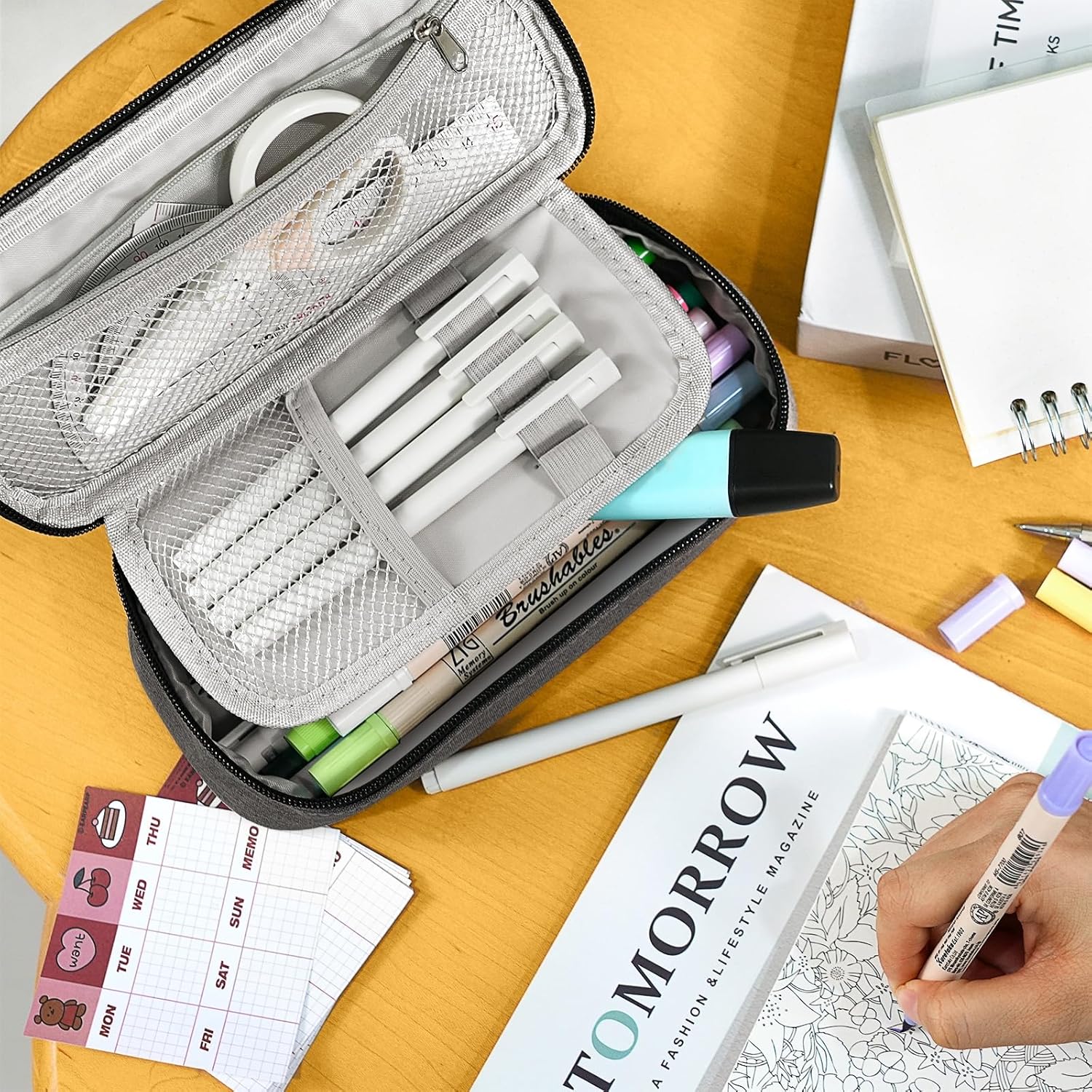 Thumbnail 5 de wonsar Federmäppchen Mäppchen & Federtasche mit 4 Fächern (22 × 10 × 7,5 cm) für Schule und Büro