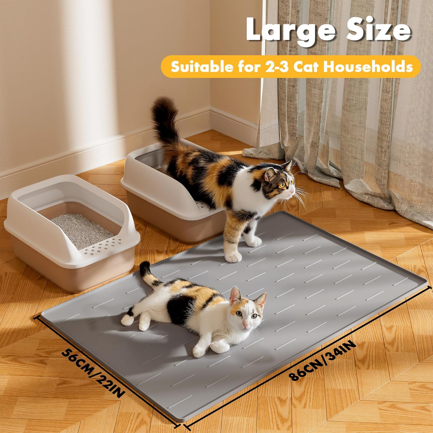 Thumbnail 6 de Pieviev Cat Litter Mat 86 x 56 cm: Silicone Litter Tray Mat for Easy Cleaning and Cat Comfort