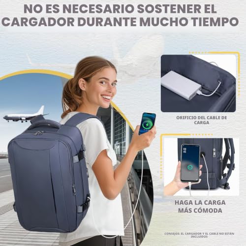 Detalle de Mochila de cabina VMIKIV 24L (40x30x20 cm) para Ryanair: organizada, ligera y con seguridad