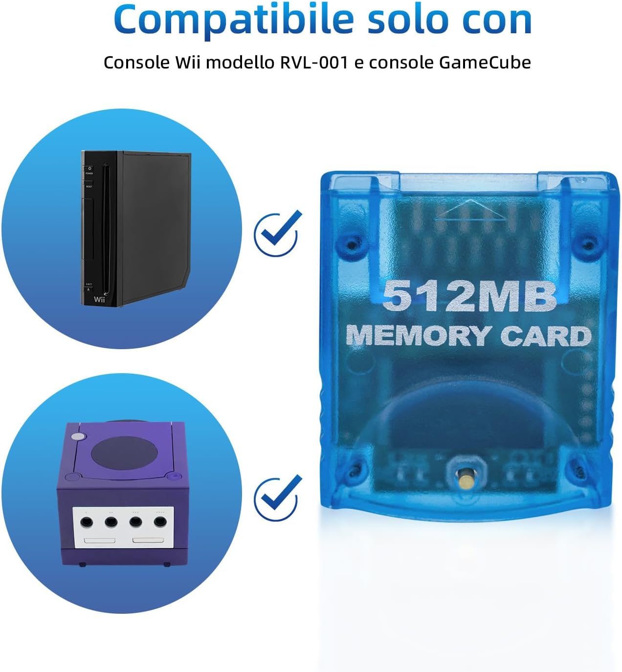 Detalle 2 de Tolesum Scheda di Memoria 512 MB (8.192 blocchi) per Wii RVL-001 e GameCube NGC
