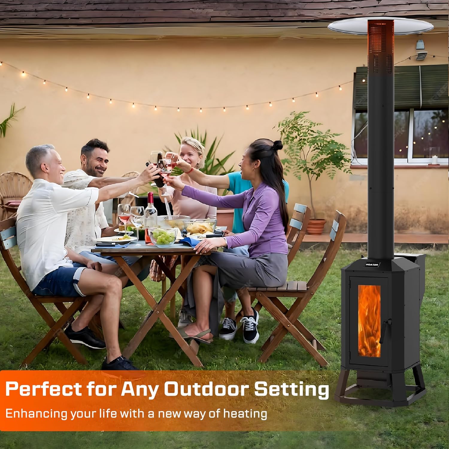 Detalle de 70,000 BTU Wood Pellet Patio Heater ⚡