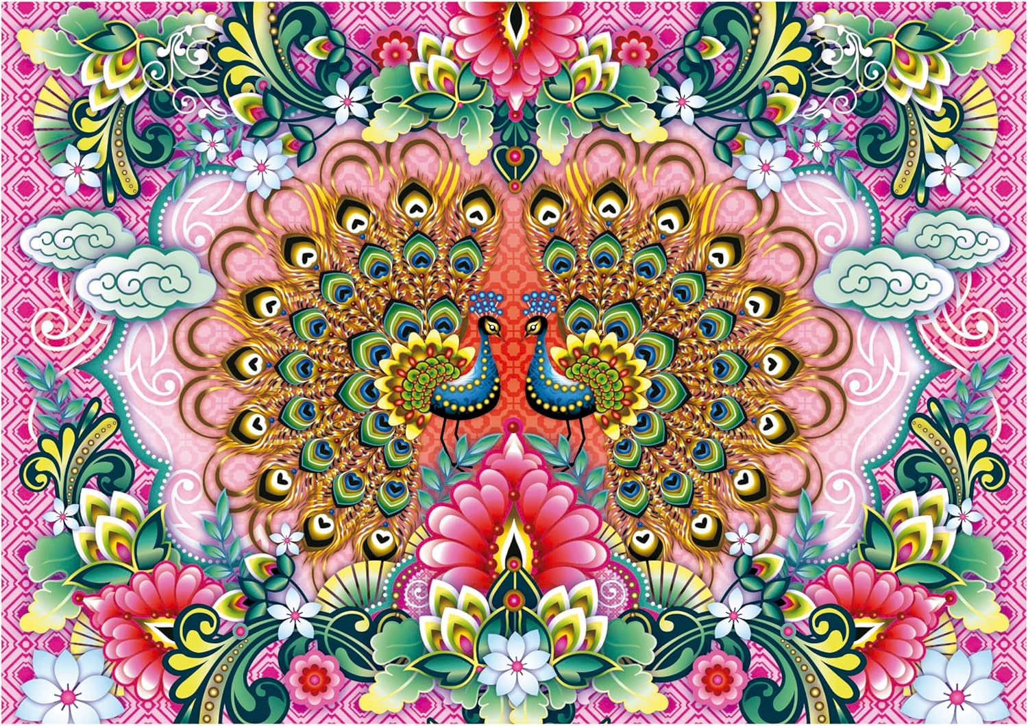 Thumbnail 2 de Puzzle Educa 1500 pièces adultes « Paons du Bengale » (85 x 60 cm) dès 14 ans