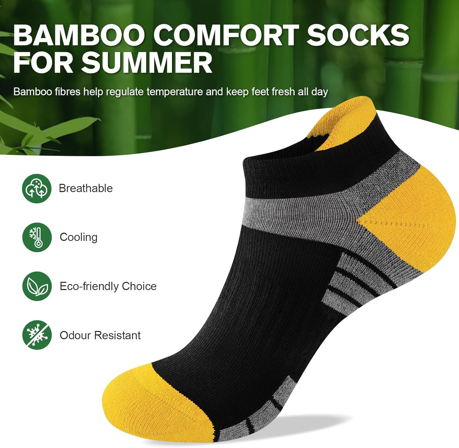 Thumbnail 2 de Stoeury Bamboo Trainer Socks for Men & Women – Breathable, Cushioned & Seamless Toe (6 Pairs)