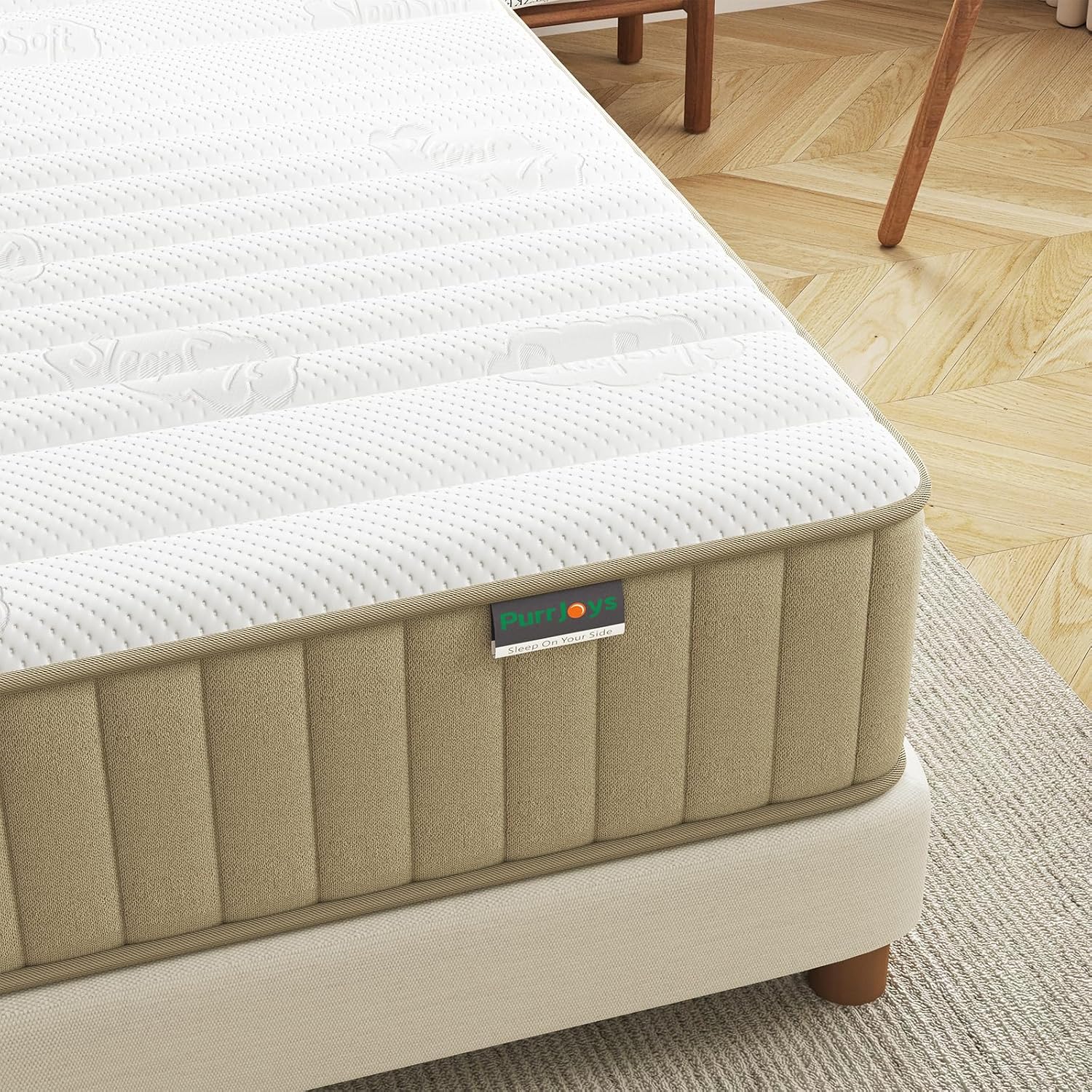 Detalle de PurrJoys Queen Mattress, 12-Inch Firm Hybrid with Memory Foam and Pocket Springs