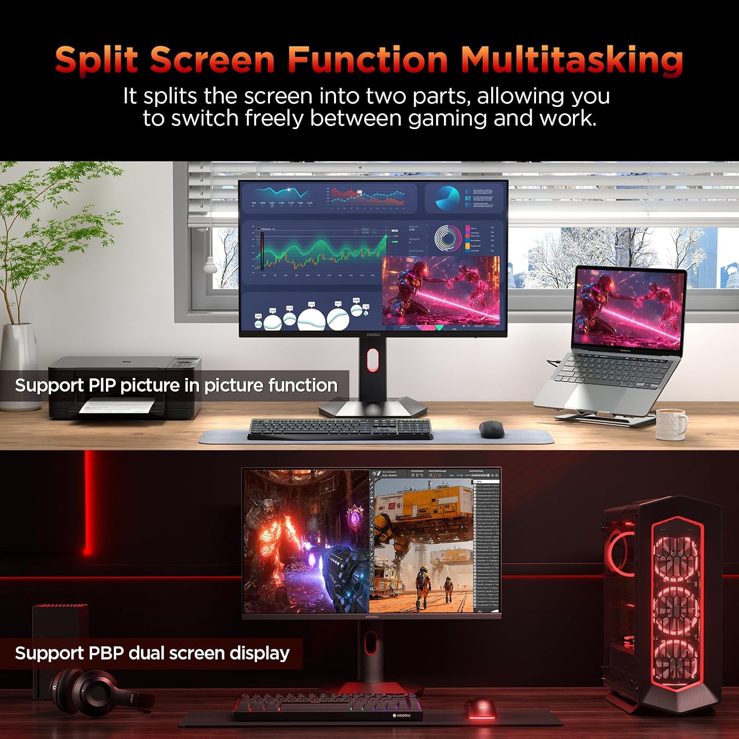 Thumbnail 2 de KOORUI S2721PM 27-Inch Mini-LED IPS Gaming Monitor, QHD, 200Hz, 1ms
