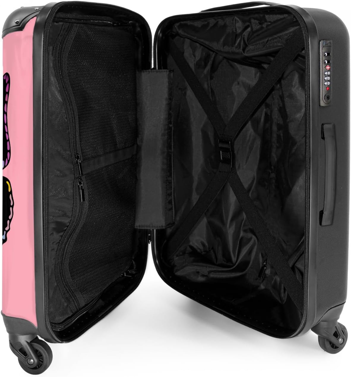 Thumbnail 3 de NoBoringSuitcases.com Valigia grande rigida 67 cm, 72 L, 4 ruote girevoli – stile Farfalla rosa
