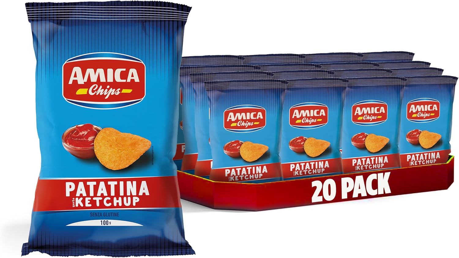 Detalle de AMICA Chips patatina gusto Sourcream, panna acida e cipolla (senza glutine) – snack in confezione da 20 pezzi