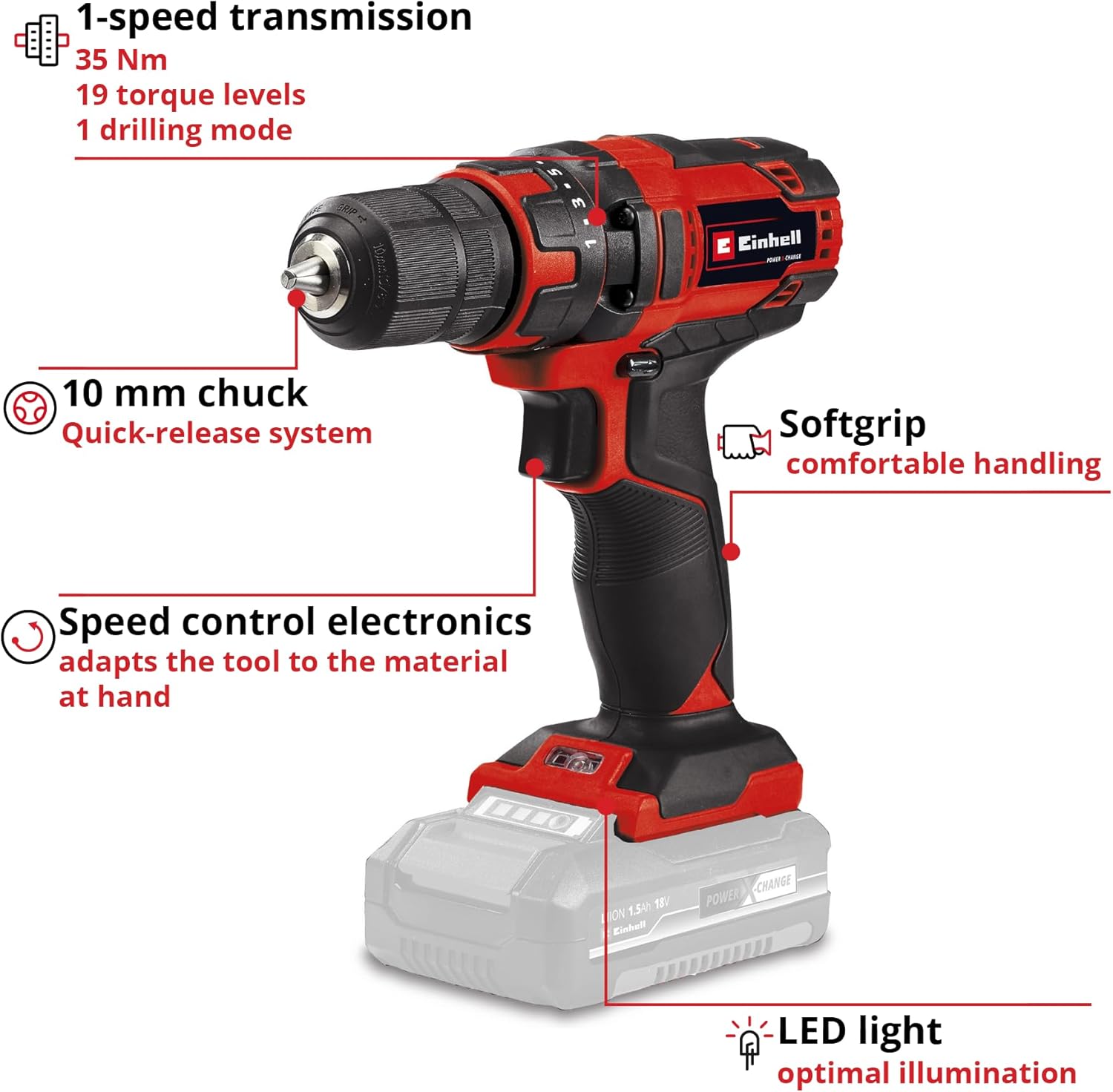 Thumbnail 2 de Einhell Cordless Drill 18V Power X-Change TC-CD 18/35 Li-Solo