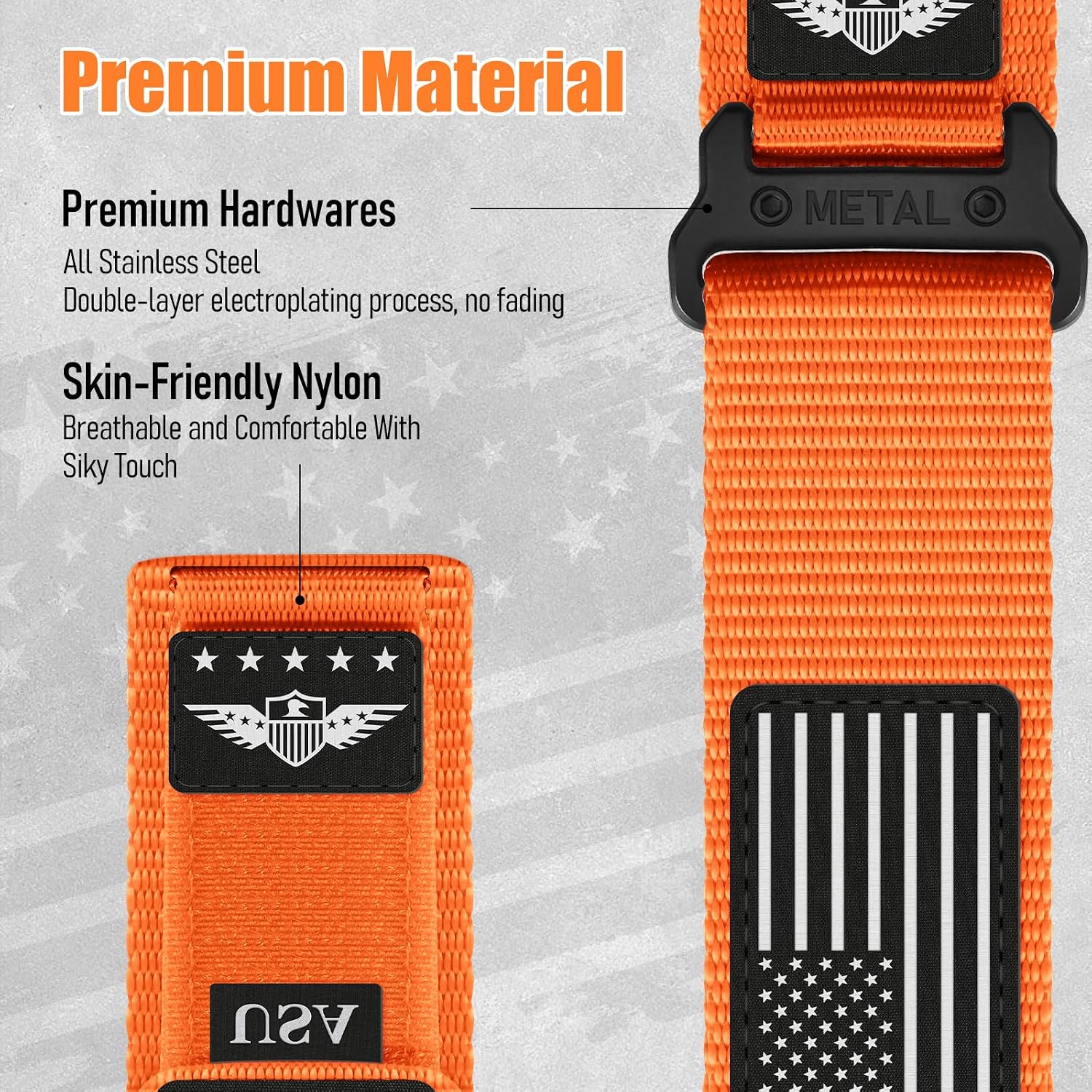 Thumbnail 5 de YuiYuKa 20mm Nylon Watch Band with Quick Release and Embroidered Flag