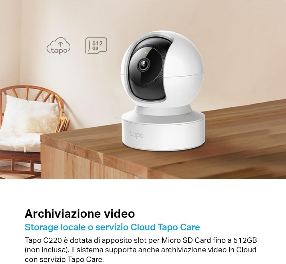 Detalle de Tapo C212: Telecamera WiFi Interna 2K 3MP con Pan/Tilt, visione notturna e controllo vocale