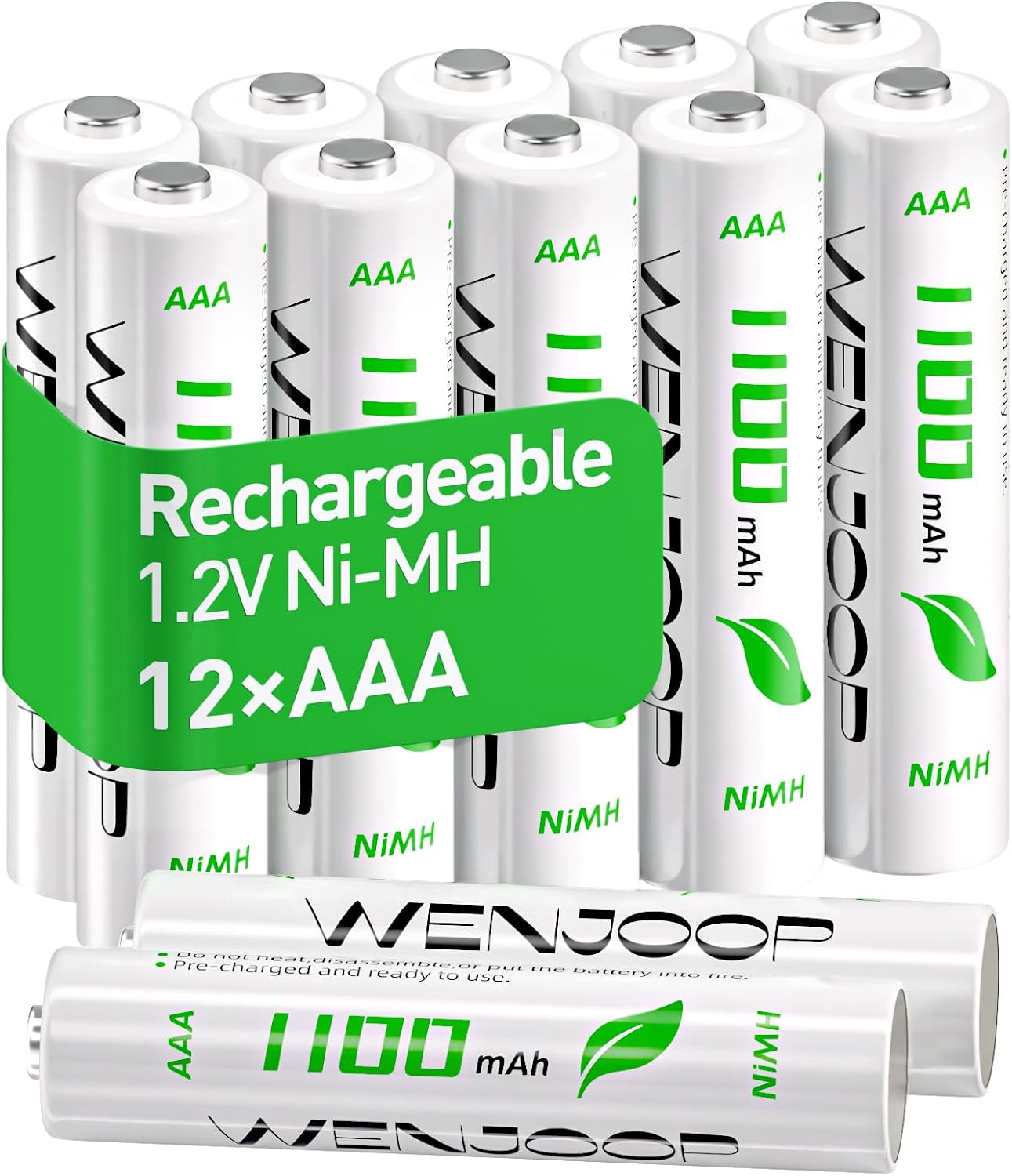 Detalle de WENJOOP Ni-MH AAA1100mAh 1.2V Rechargeable Batteries, 12-Pack