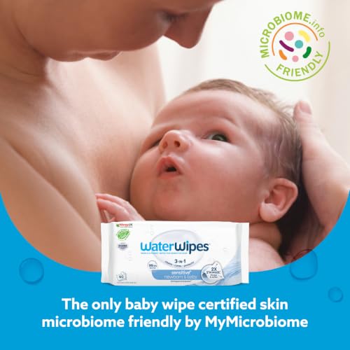 Detalle de WaterWipes Sensitive+ Newborn & Baby Wipes, 240 Count (4 Packs) - 99.9% Water, Unscented, Hypoallergenic