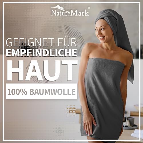 Detalle 2 de NatureMark Dusch-Handtuch 2er Pack Premium 70x140 cm – Anthrazit grau