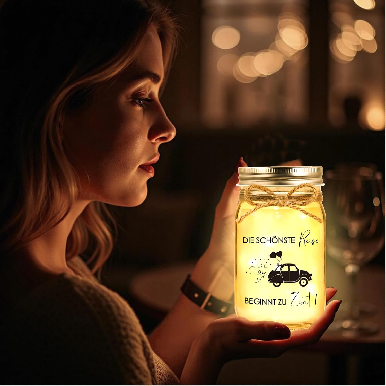 Detalle de Hiipeefeel LED Flaschenlicht Geldgeschenk Hochzeit – Verlobungsgeschenk für Brautpaar