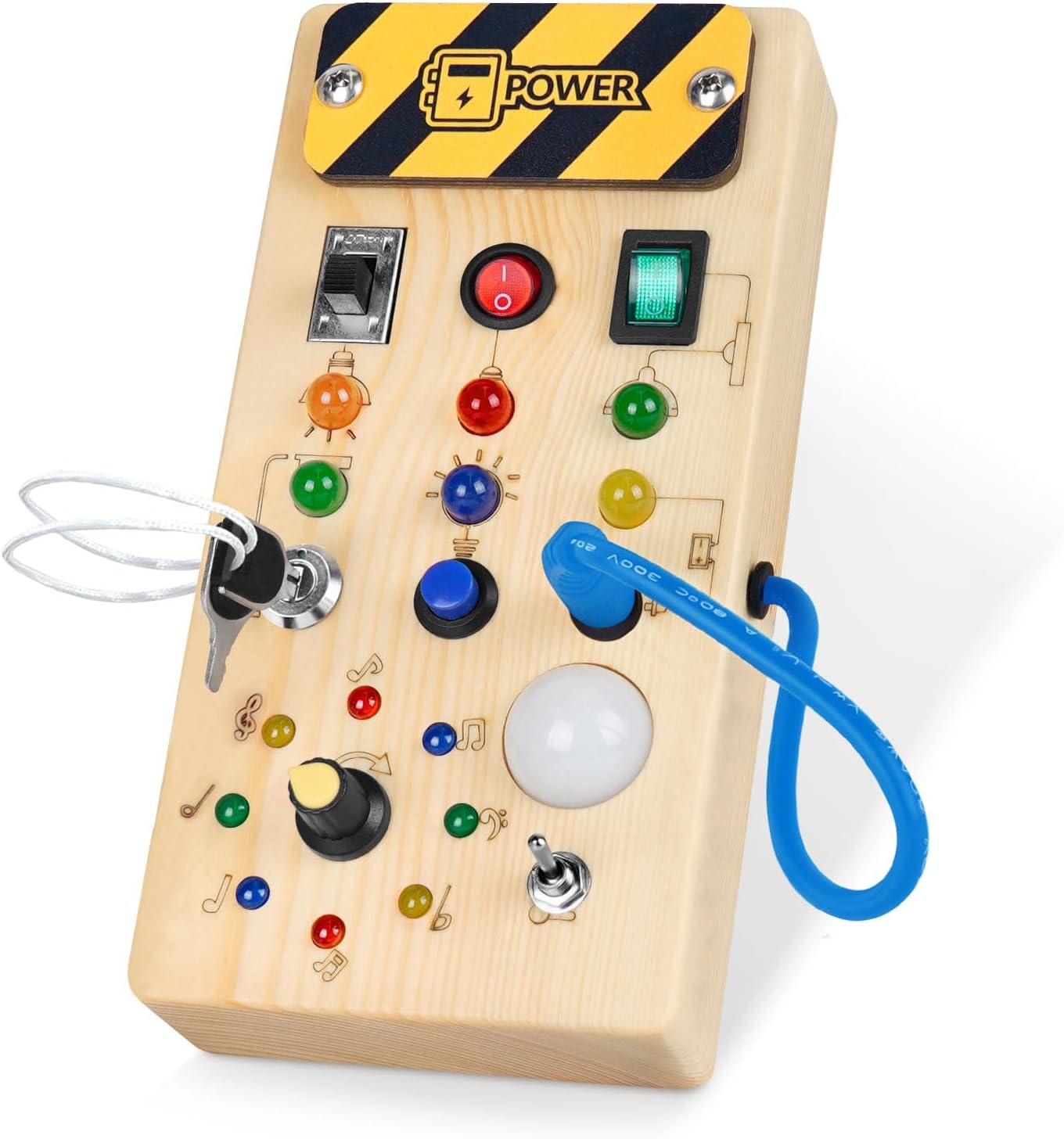 Detalle de Hoarosall Montessori Wooden Busy Board with 8 LED Light Switches