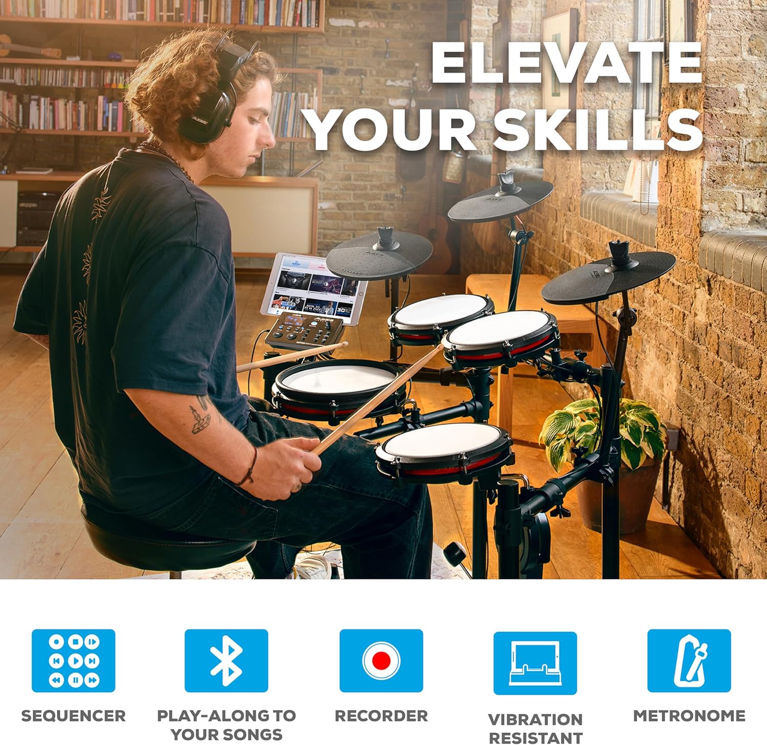 Thumbnail 6 de Alesis Nitro Max Kit Compact Electric Drum Kit with Quiet Mesh Pads