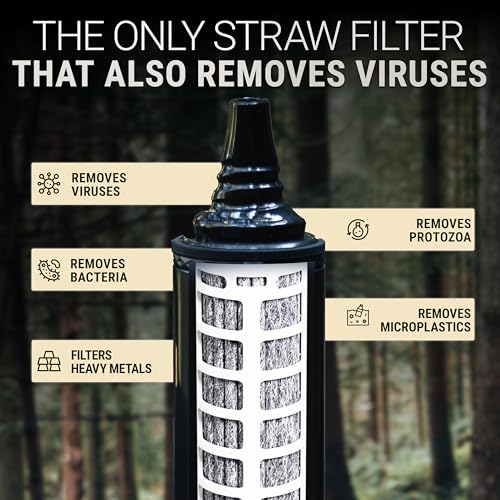 Detalle 2 de BACHGOLD Water Filter Straw for Camping, 70 cm Hose, 2-Stage Filtration