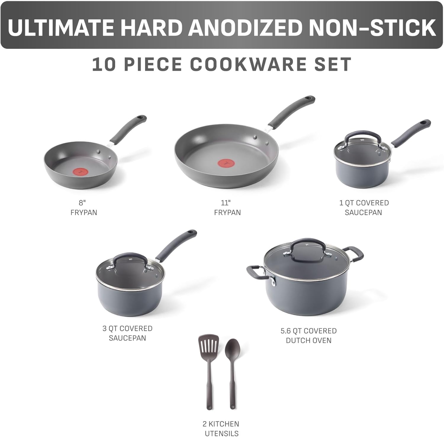Thumbnail 1 de T-Fal Ultimate Hard Anodized Nonstick 10-Piece Cookware Set