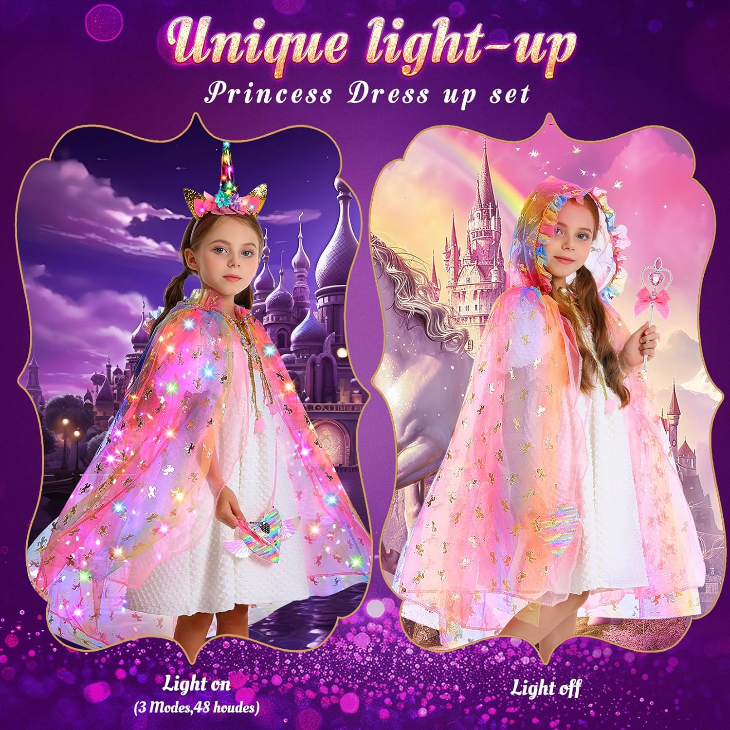 Thumbnail 2 de Fedio Princess Unicorn Light-Up Dress Up Cape Set for Girls (Ages 3–8)