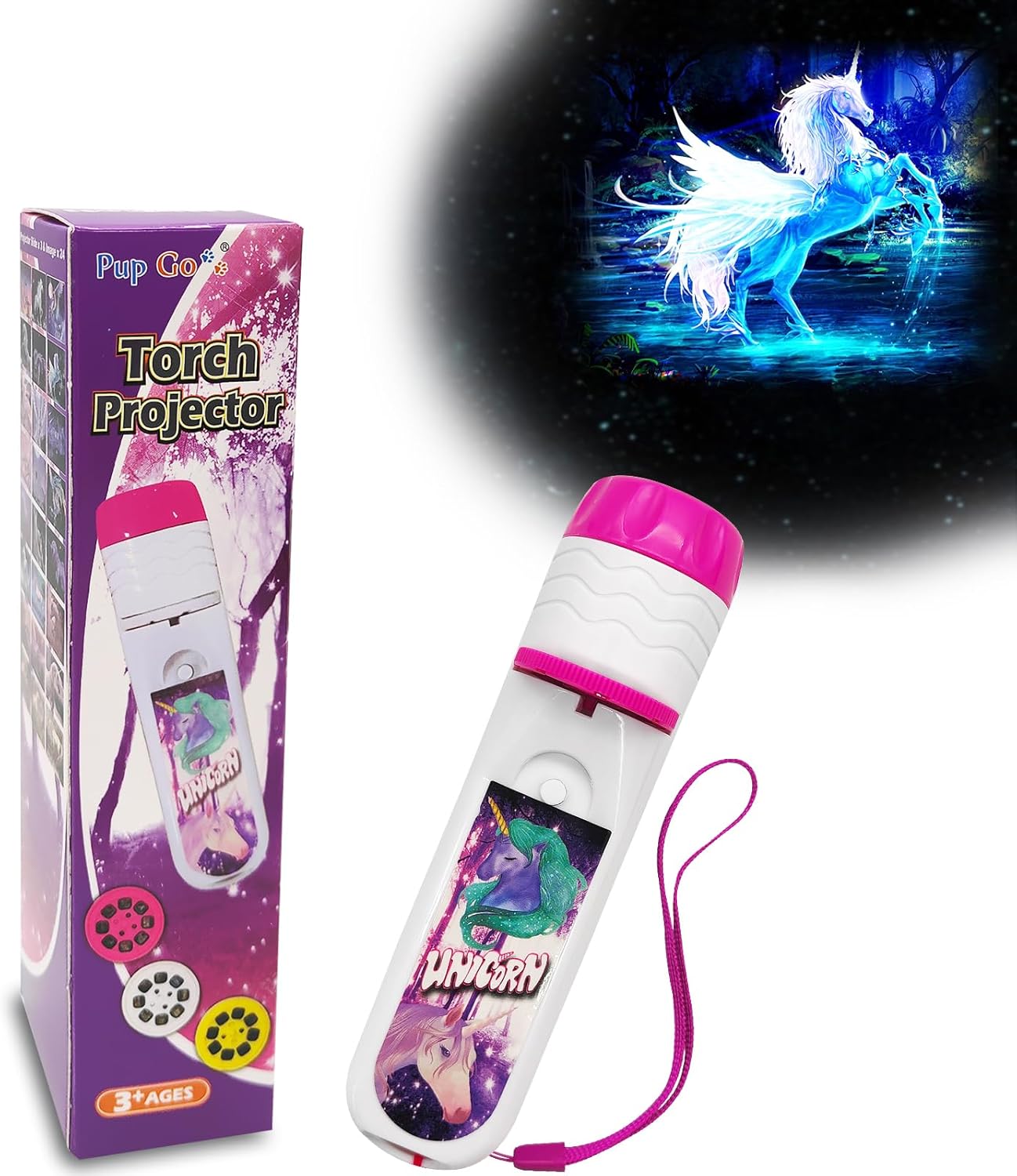 Pup Go Kinder Projektor-Taschenlampe Einhorn (ab 3+) mit 3 Disks und 24 Bildern