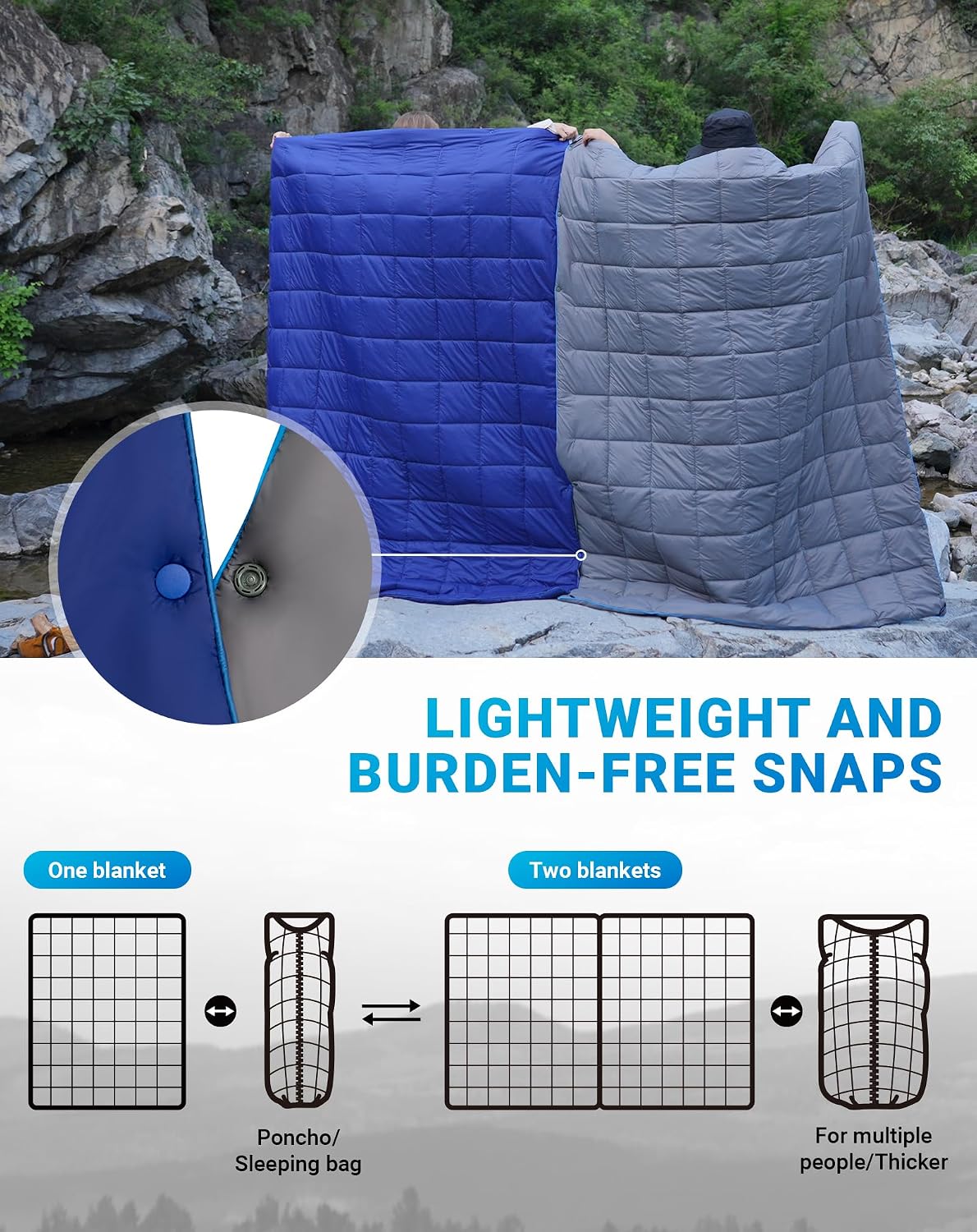 Thumbnail 5 de KingCamp KS2432_CHARCOAL-USKC Ultralight Wearable Camping Blanket, 69" x 53