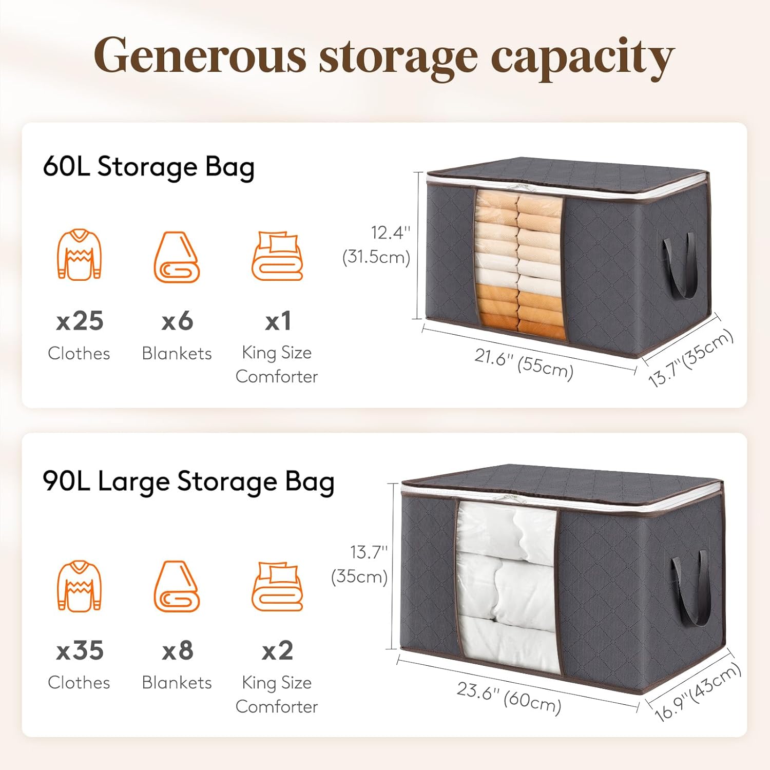 Detalle 2 de Lifewit 6-Pack Foldable Storage Bins for Bedding