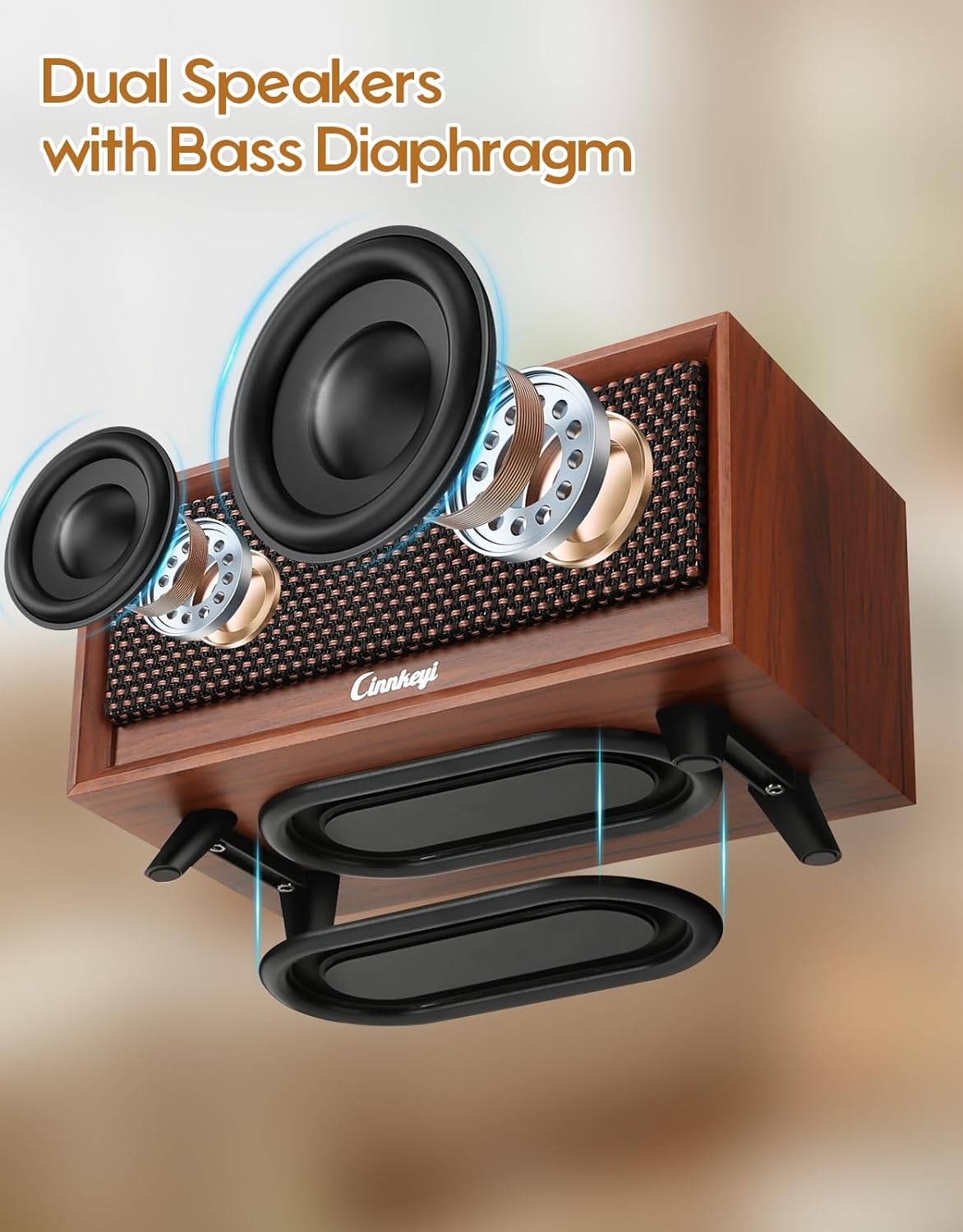 Thumbnail 1 de cinnkeyi Wooden PC Soundbar: Compact, USB-Powered Bluetooth 3-Mode Speaker