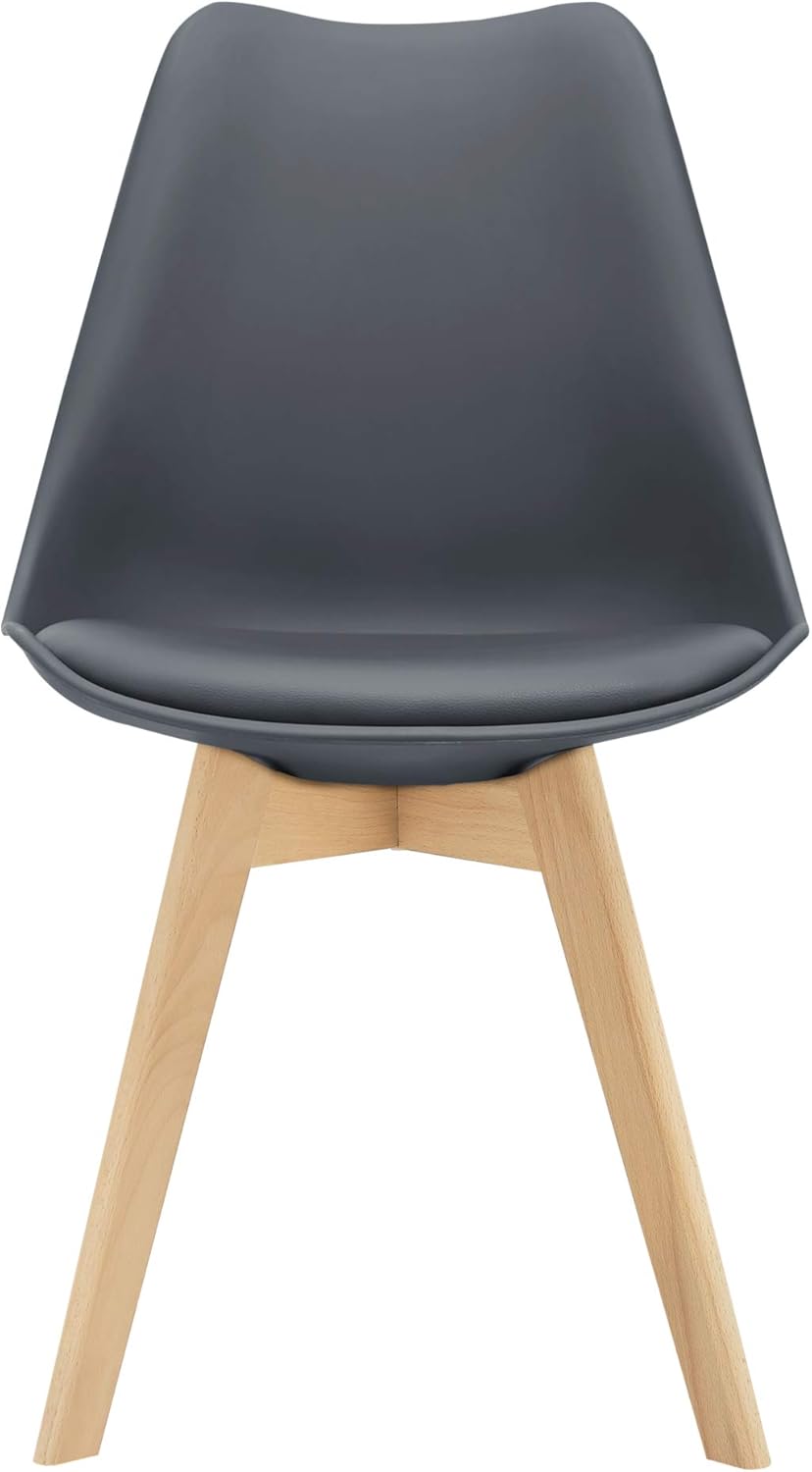Thumbnail 3 de Set 2 Sedie con Gambe in Faggio e Scocca in Similpelle — Design Ergonomico, Grigio