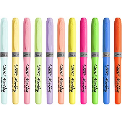 Thumbnail 2 de BIC Highlighter Grip: Subrayadores de punta biselada regulable, Pack 24 (12 colores) en tonos intensos y pastel