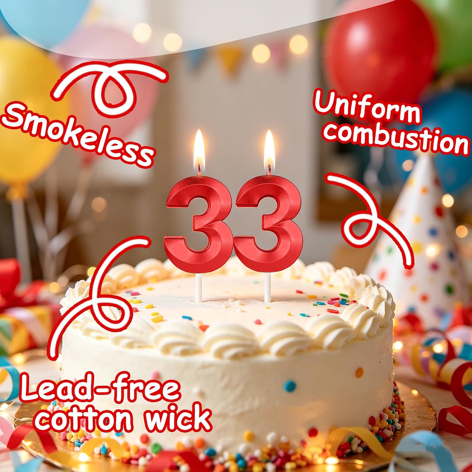 Detalle de Yiran 3D Birthday Candles – Red 77th Number Candles (2 x 7) for Cakes